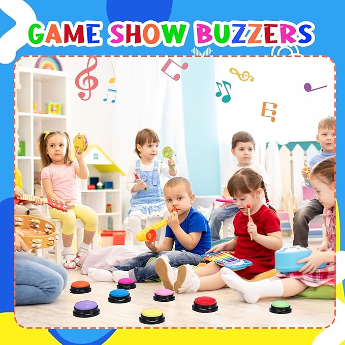 8 Pieces Recordable Answer Buzzers Button Answer Buzzers Game Show Buzzer Recordable Button Classroom Buzzers Perfect for Study Office Home and Pet Buttons Training Toy