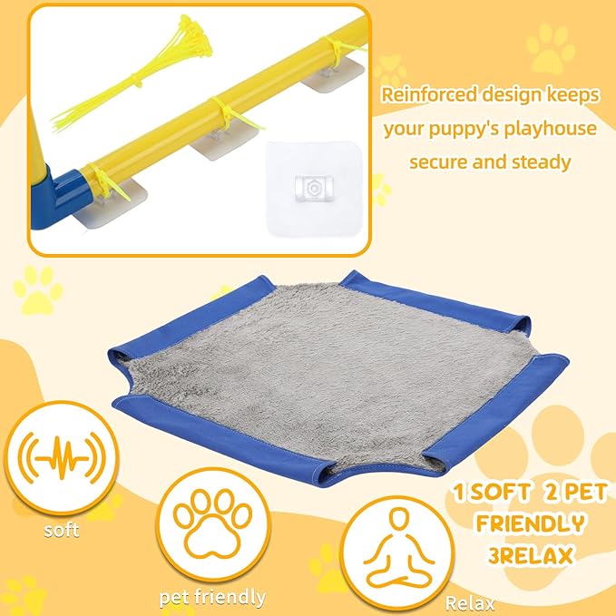 Puppy Play Gym with Hanging Toys, Dog Indoor Jungle Gym as Activities Center for Puppies, PVC Frame with 8 Enrichment Toys for Small Dogs Kitten and Other Pets