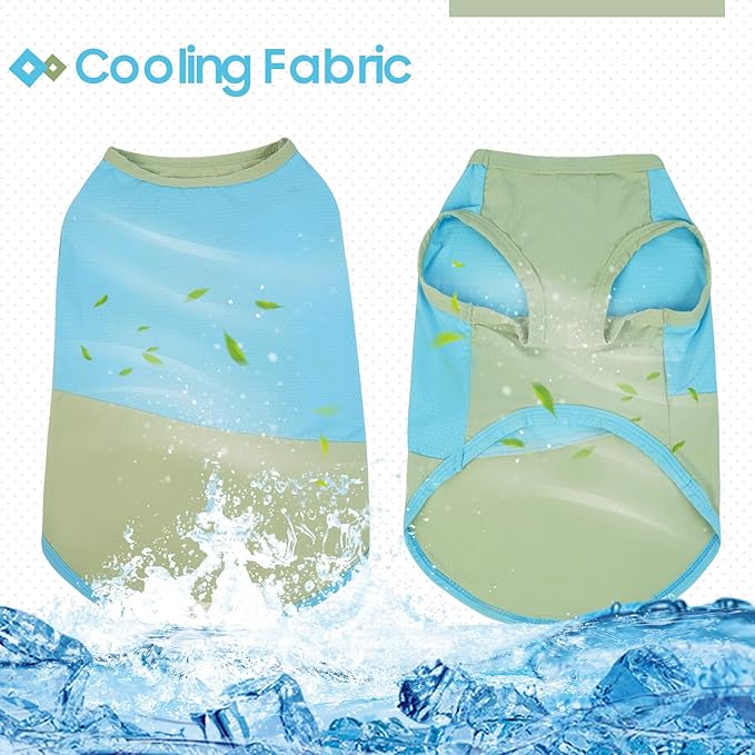 BRKURLEG Dog Cooling Vest, UPF 50+ Sun Protection Dog Cooling Shirts, Breathable Quick Dry Vest for Small to Large Dogs & Cats, Lightweight Summer Pet Clothing for Hiking, Beach, Bluegreen, XL