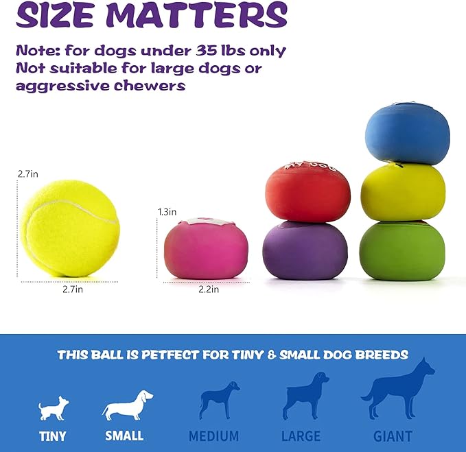 Squeaky Dog Ball, Latex Cute Dog Toys for Puppy and Small Dogs Soft Rubber Fetch Play Catch Ball Bounce and Funny Squeak Pet Toys