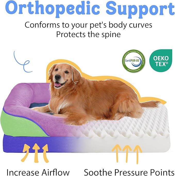 Chez Paw Extra Large Dog Bed Orthopedic - XL Orthopedic Dog Beds Waterproof Pet Couch Memory Foam Sofa Bolster with Removable Cover - 42 x 30