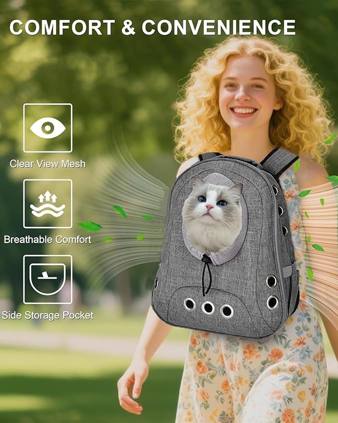 Small Dog Cat Chest Backpack Carrier,Large Space Ventilated Front Facing Backpack Carrier for Puppy,Lightweight Doggy Backpack for Hiking,Camping,Travel,Outdoor,Max 12 lbs(‌Gray)