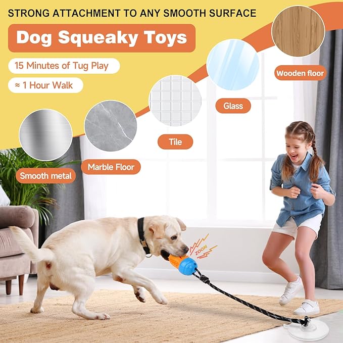 Interactive Dog Puzzle Toy,Cognitive Dogs Toy to Stimulate Their Brain, Treat Dispensing Toys with Slow Feeder, Suction Cup Toys,Blue Orange