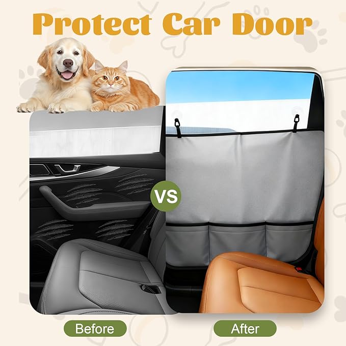 Wokyo Dog Car Door Protector 2 Pack, Extra Large 30.31" x 25.19" Gray Anti-Scratch Waterproof Pet Vehicle Door Covers Heavy Duty Material for Car Doors Cover Trucks SUV