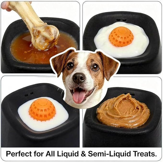 Dog Licking Bowl with Rolling Ball, Slow Feeder Dog Bowls, Spill-Resistant Dog Lick Bowl, Lick Sphere Puzzle Feeder for Liquid Treats, Interactive Slow Eating Toy for Anxiety Relief Boredom