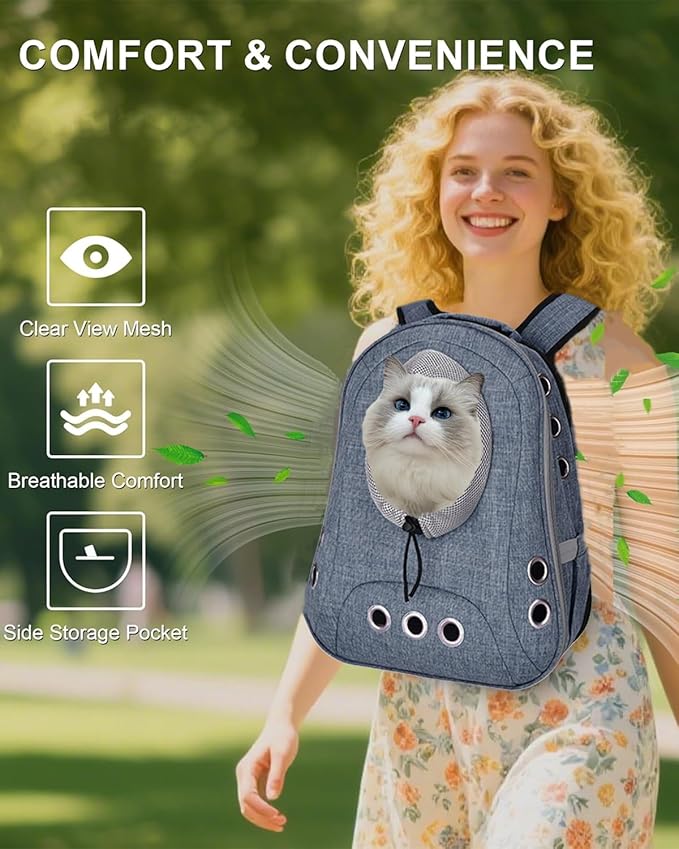 Small Dog Cat Chest Backpack Carrier,Large Space Ventilated Front Facing Backpack Carrier for Puppy,Lightweight Doggy Backpack for Hiking,Camping,Travel,Outdoor,Max 12 lbs(Denim Blue)