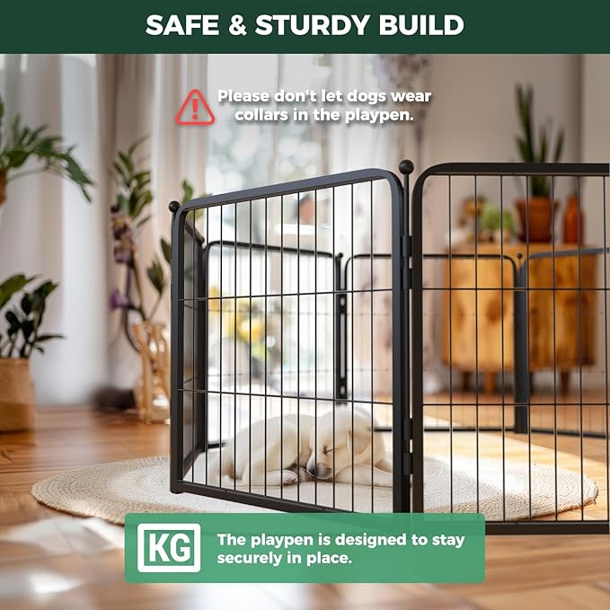 FXW Homeplus Unleashed Indoor Dog Playpen - Stress-Free and Safe Play, Heavy Duty 24 Inch 12 Panels with Connectors (Pack of 2) for Puppy and Small Dogs, Black│Patented