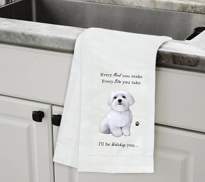 E&S Imports Maltese Kitchen Towels - Soft, Highly Absorbent - Maltese Gifts - Reusable - Quick Drying - 100% Natural Cotton