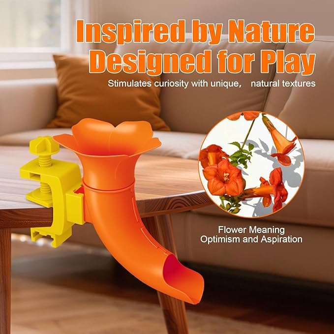 Floral Pet Ball Launcher for Small & Medium Dogs - Interactive Fetch Toy with 2.16" Adjustable Clamp, Mental Stimulation for Bored Dogs, Dishwasher Safe, Includes 2in Non-Slip Fetch Ball