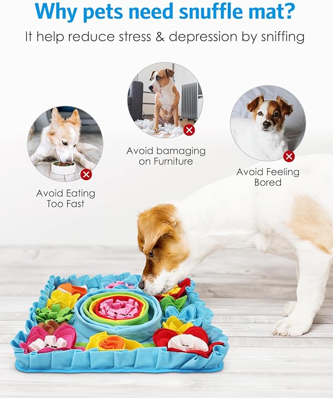 AMIR Snuffle Mat for Dogs, Dog Snuffle Mat, Interactive Feeding Puzzle Toy, Promotes Natural Foraging and Slow Eating Dog Sniff Mat, Aids Stress Relief and Training (20 inch)