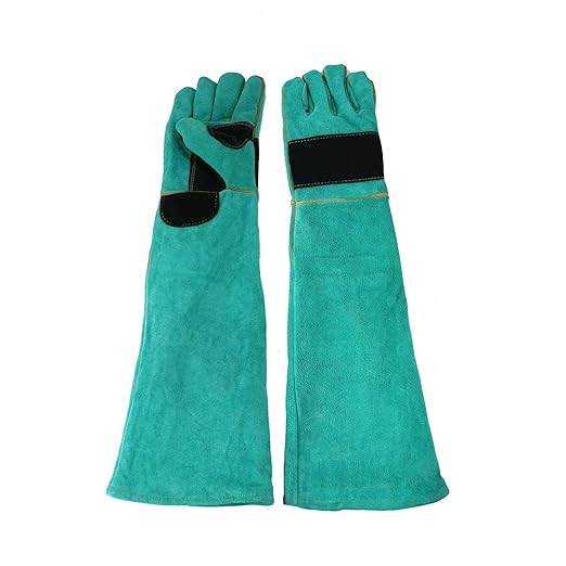 AOWPFVV Long Sleeve Thick Leather Animal Handling Glove Anti Scratch Protective Gloves for Training Dog Cat Bird Snake Parrot Lizard Wild Animals Reptiles,Bite Resistant Gloves