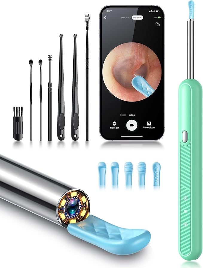 Ear Wax Removal, Ear Cleaner Camera with 1080P, Ear Cleaning Kit with 6 Ear Pick, Ear Camera for iPhone, iPad, Android Phones