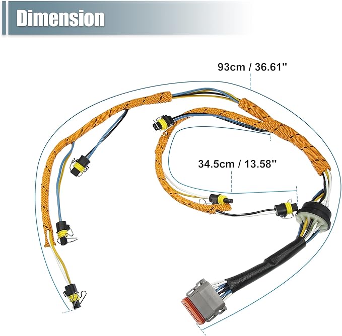 X AUTOHAUX Engine Fuel Injector Wiring Harness for CAT for Caterpillar C7 Engine Excavator 2225917 Fuel Injector Wiring Harness Assembly