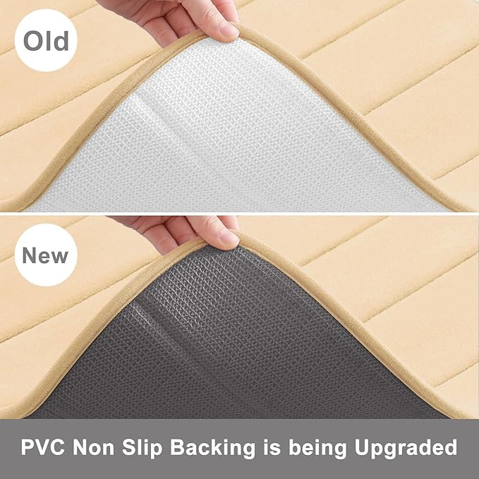 Buganda Memory Foam Bath Mat, 47" x 24", Ultra Soft and Non-Slip Bathroom Rugs, Water Absorbent and Machine Washable Bath Rug Runner for Bathroom, Shower, and Tub, Gold