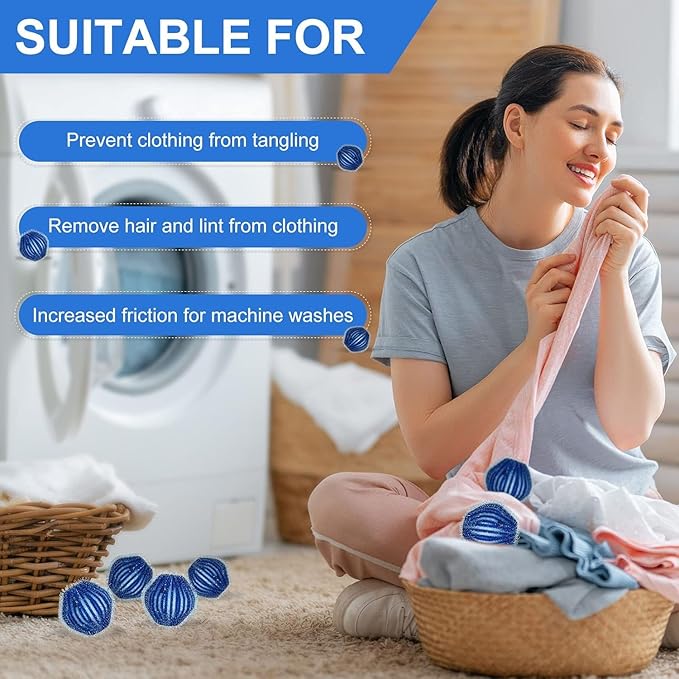 Pet Hair Remover for Laundry, 24Pcs Reusable Lint Remover Balls for Dog Cat Fur, Effectively Removes Pet Hair from Bedding and Clothes