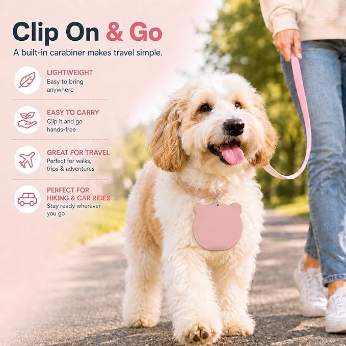 Collapsible Dog Bowls, 2-in-1 Silicone Pet Food and Water Bowl with Carabiner - Portable Double Compartment Travel Dish for Dogs, Ideal for Camping, Hiking, Car Rides, Puppy Essentials(Pink)