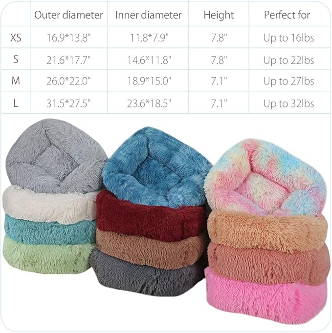 La La Pet® Donut Dog Cat Bed Cozy Cave Pet Bed Burrow Dog Bed Calming Cuddler Self-Warming Pet Bed Soft Plush Pet Cushion Improved Sleep for Cats Small Medium Dogs Rose S