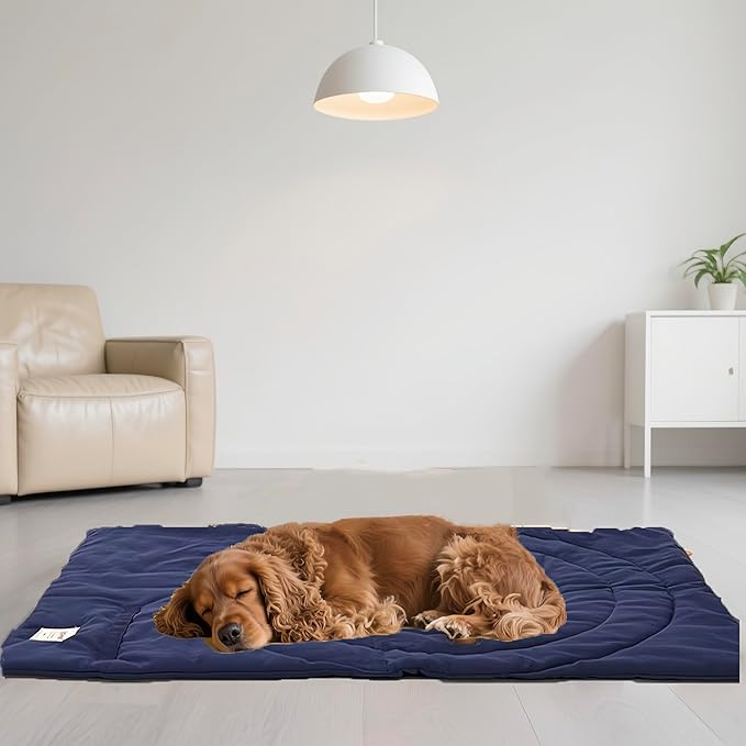 Travel Dog Bed | Camping Dog Bed | 37.4"x25.6" Waterproof Outdoor Dog Mat | Portable Place Mat for Dogs with Handle | Machine Washable | Easy Clean for Outdoor Adventures (Green, Medium)