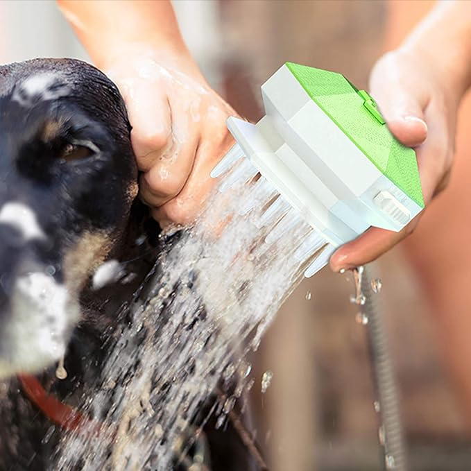 Dog Shower Sprayer Head Attachment Pet Grooming Combing Sprayer,Water Sprinkler Massaging Brush Nozzle for Dogs and Cats,Multi-Function Pet Shower Head for Dog Home Cleaning Bath