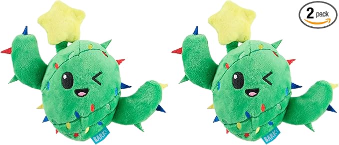 Barkbox Consuela The Christmas Cactus Dog Toy – Plush Rip & Reveal Holiday Toy with Whip-N-Flip Arms, Fluffy Stuffing & Hidden Spiky Ball Squeaker – Festive Play for Large Dogs (Pack of 2)
