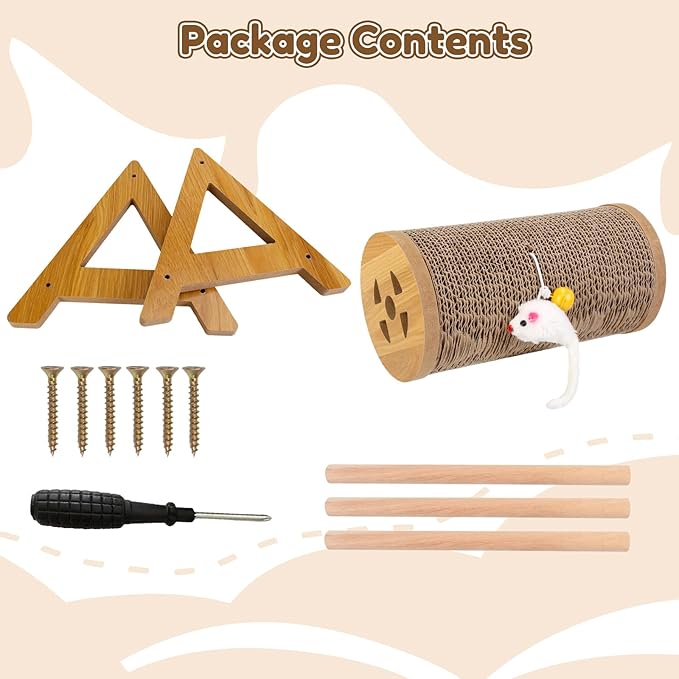 Cat Scratching Board, Indoor Scratcher for Cats, Cat Scratching Roller Toy, Interactive Toy Furniture Protector, Exercise Toy for Kittens, Cats, Small Pets