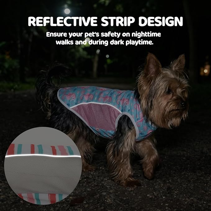 UPF 50+ Sun Protection Dog T-Shirt, 2 Pack Lightweight Sleeveless Dog Vest for Medium Dogs Girl – Reflective Strips, Quick-Dry Pet Apparel, Sports Fan Shirt P23ST00513XXL