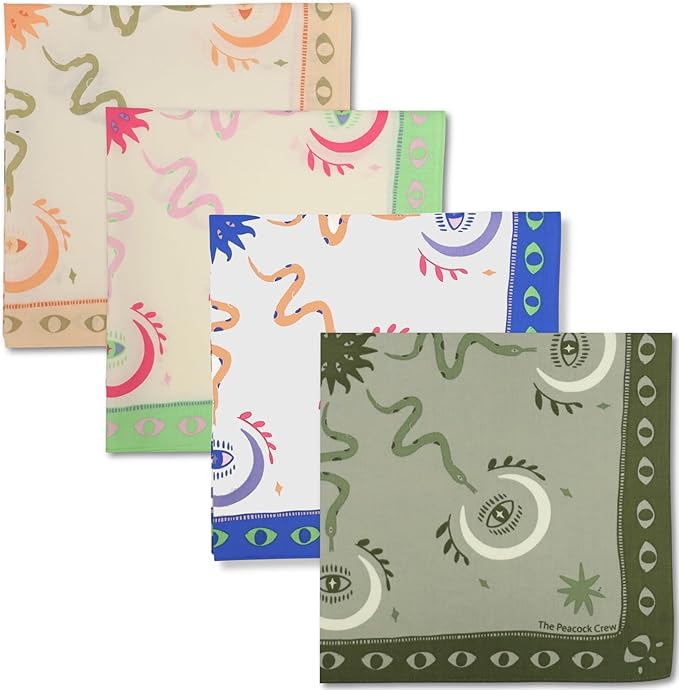 The Peacock Crew Premium Soft Cotton Bandanas Pack for Men and Women Paisley 22 x 22 inches