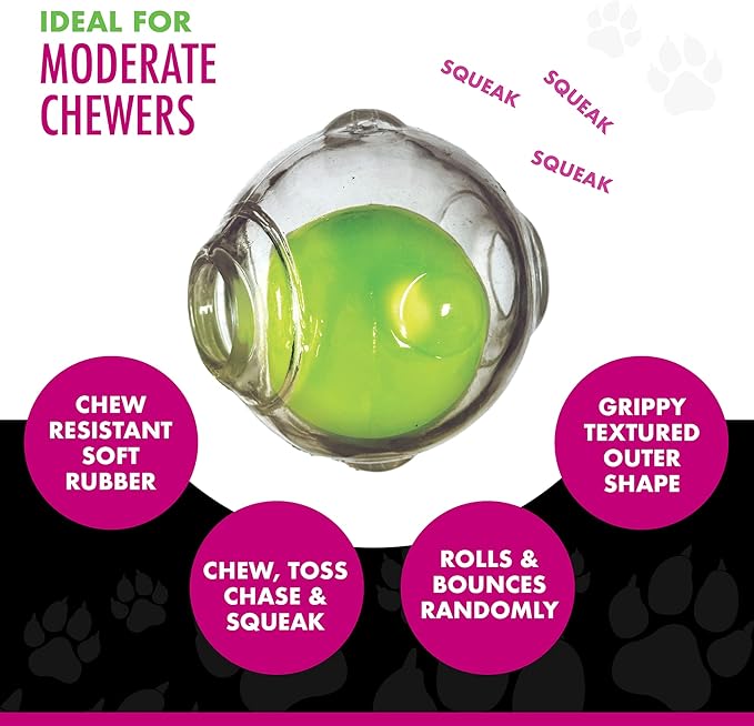Chase 'n Chomp Amazing Squeaker Ball Toy for Pets (Clear)