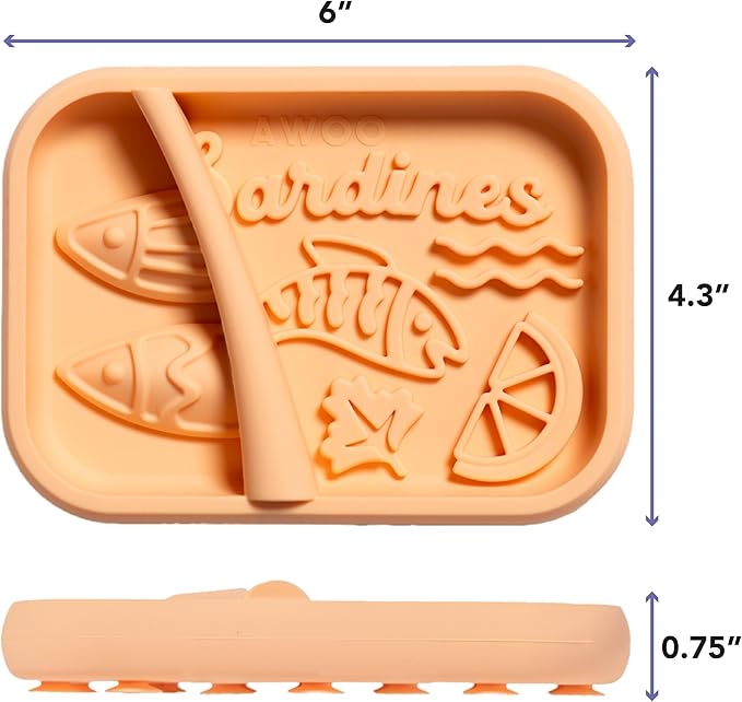 Awoo Sardina - Silicone Lick Mat + Slow Feeder for Cats & Small Dogs - Non-Slip Design with Suction Cups - Dishwasher Safe Pet Dish - Extends Mealtime and Reduces Anxiety - for Wet & Dry Food (Melon)