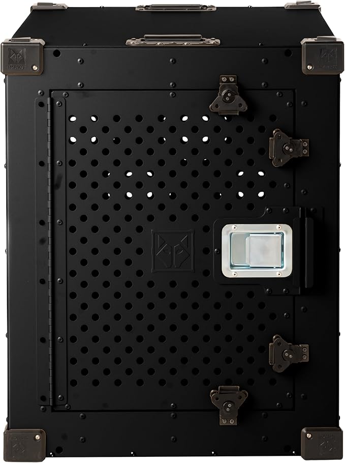Impact Indestructible High Anxiety Dog Crate for Extra Large Dogs - Heavy Duty Escape Proof Indoor Dog Kennel with Powder-Coated Aluminum -Ideal for Escape Artists (Black 40"+ (40.5"L x 27"W x 33"H)