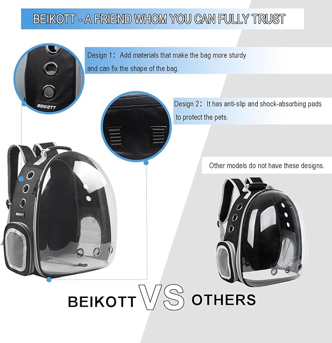 Cat Backpack Carrier, Pet Backpack, Breathable Cat Dog Space Capsule Backpack, Airline-Approved for Small Cats Dogs Birds Bunny Travel Hiking