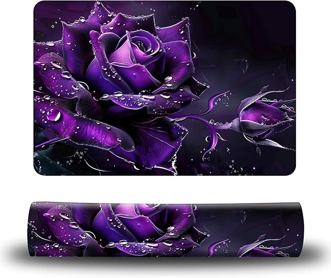 Dog Food Mat, 15.7" x 23.6" Absorbent Pet Feeding Mat for Food and Water, Waterproof Diatom Mud Pet Placemat with Non-Slip Rubber Backing, Easy Clean Cat Bowl Mat for Floors - Purple Rose