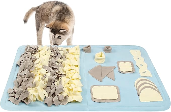 Snuffle Mat for Dogs - Nosework, Training & Activity Mat (23.6" x 39.4") - Easy to Fill & Machine Washable, Stress Release - M & Blue
