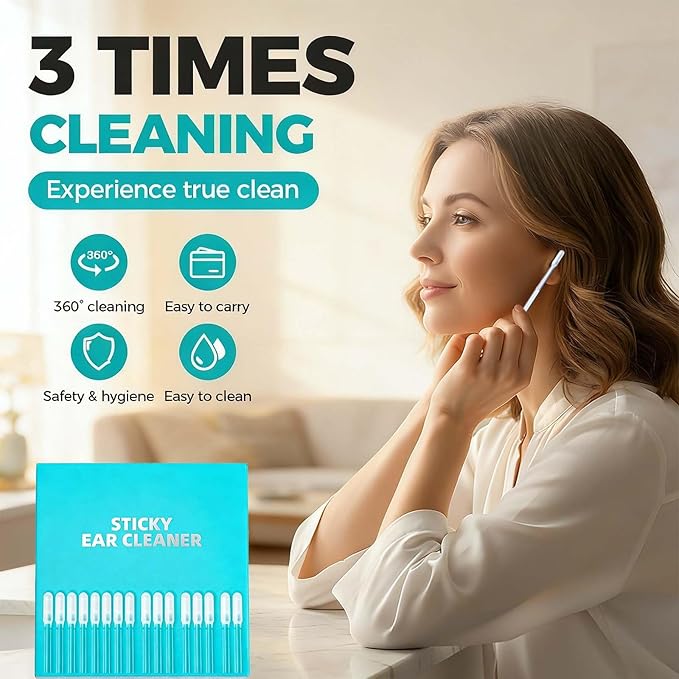 Earwax Removal Adhesive Swabs, 2026 New Reusable Ear Wax Removal Tools with Dust Cover,Home Personal Care Hygiene Kit for Adults (24pcs Small Size)
