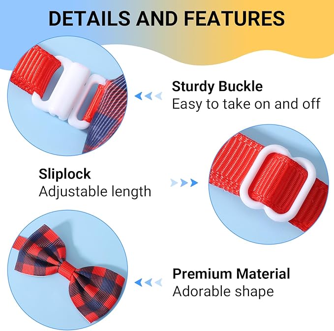 Segarty Small Dog Bow Tie, 40 Pack for Dogs, Adjustable Bowties for Large Puppy and Cats, Neck Bows Collar Bulk Assorted Grooming Accessories for Birthday Wedding Party Holiday Festival