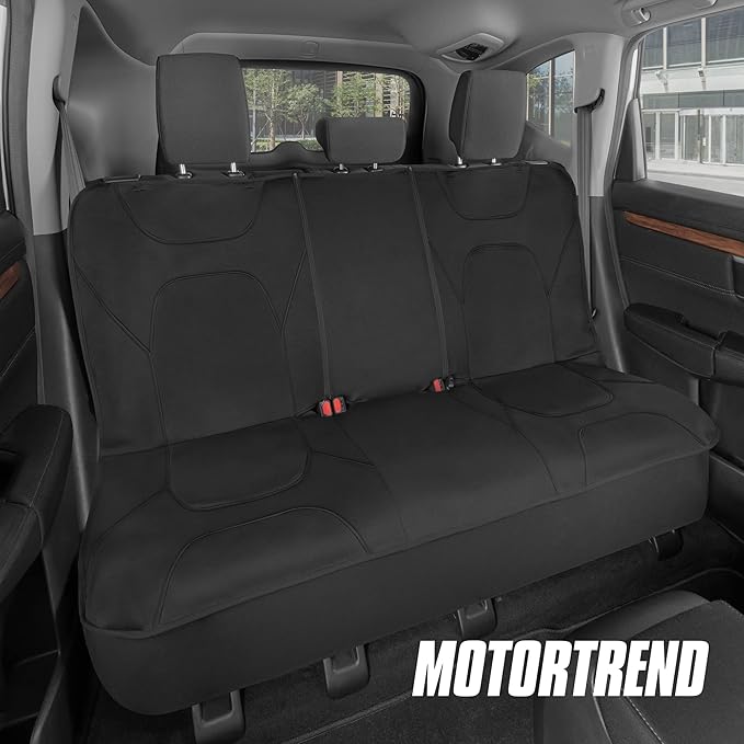 Motor Trend AquaShield Waterproof Pink Front Seat Covers, Black 60/40 Split Bench Rear Seat – Neoprene Front Car Seats Cover, SUV Seat Covers Protector - Interior Cover for Auto, Trucks, & Dog Owners