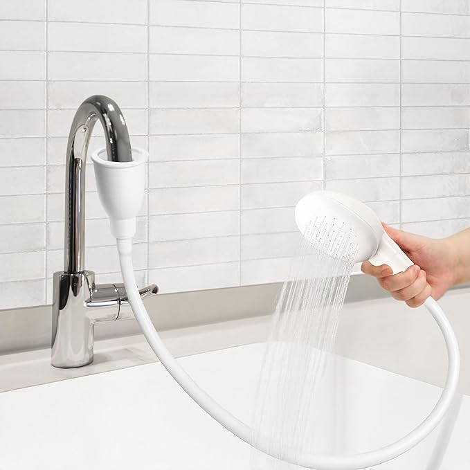 Diane Portable Shampoo Sink Spray Hose for Salon or Home, 41.5 Inch Sink Attachment with Nozzle for Hair Washing, Baby & Pet Baths, Fits Most Standard Faucets, White, 1" Diameter