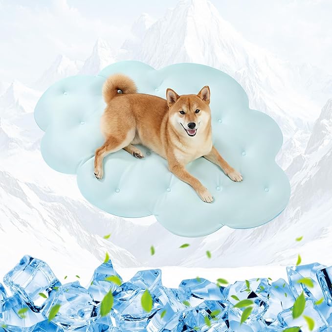 Dog Cooling Mat, 47'' × 35'' Large, Q-Max>0.4 Self-Cooling Mat for Dog, (Cool & Warm) Double-Sided Pet Cool Pads for Summer, Crate, Kennel, Machine Washable, Cat Cool Bed, Non-Gel, Sky Blue