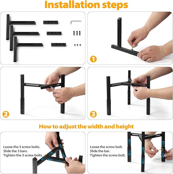 Dog Bowls Elevated, Adjustable Raised Dog Bowl Stand, Metal Elevated Dog Feeding Station for Medium & Large Dogs, Black (Without Bowls)