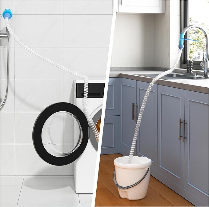 Slip-On Dog Shower Attachment for Bathtub Faucet, Ear-Tab Zip-Tie Connector, Handheld Sprayer Head, 5 ft Hose, Fits Spouts up to 3 in