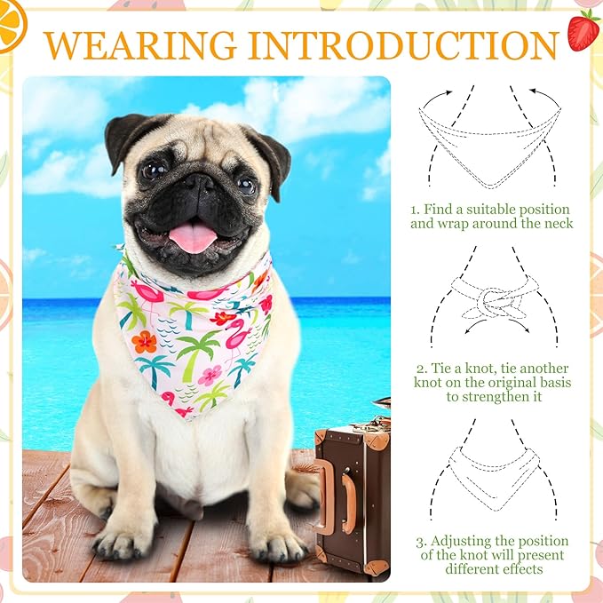 Weewooday 15 Pcs Dog Bandanas Bulk Summer Puppy Dog Bandana Triangle Bib Scarf Summer Hawaii Style Flamingo Fruit Leaf Pattern Pet Puppy Kerchief Set for Small Medium Cat Costume Accessory(Fresh)