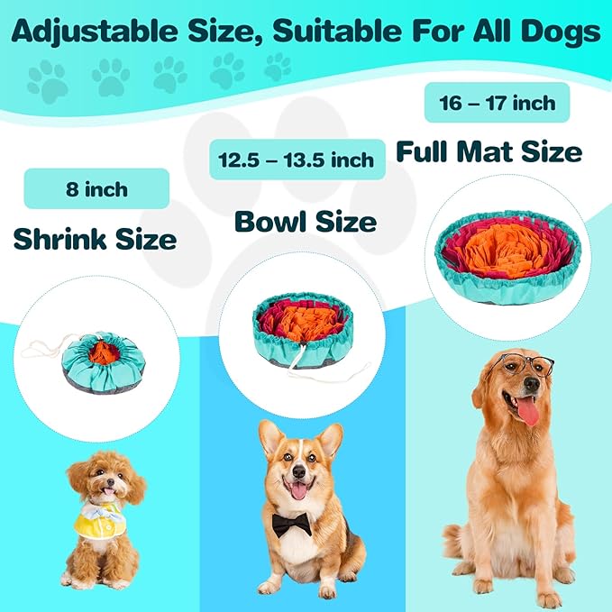 Snuffle Mat for Dogs- Boredom Relief Snuffle Mat, Dog Educational Toys, Portable for Indoor & Outdoor Use, Encourages Natural Foraging Skills for Cats, Rabbits & Dogs（Rose Red Orange