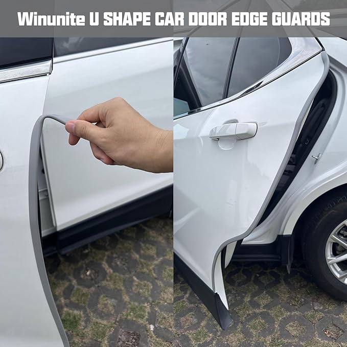 Winunite 16.4ft (5m) Car Door Edge Guards Light Gray – Self-Adhesive PVC, U-Shaped, Fits Most Vehicles, Fade-Resistant, Scratch- and Chip-Resistant – Reduces Dings in Parking Lots