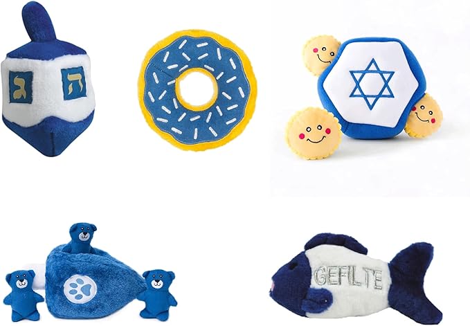 PUREPET Hanukkah Dog Toys Chanukah Holiday Themed Soft Plush Squeaker Fun Kelev Play (4.5" Gefilte Fish)
