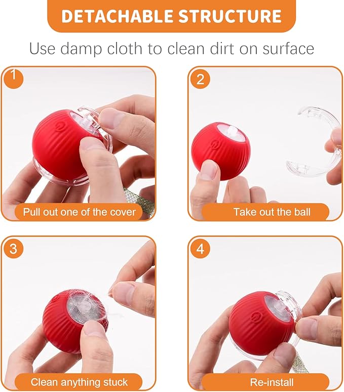 Interactive Cat Toys for Indoor Cats Smart Automatic Ball Rolling for Bored Kitten Pet Upgraded Speedy Moving Chase Dogs Toy Mothers Day Gifts Red Dragonfly