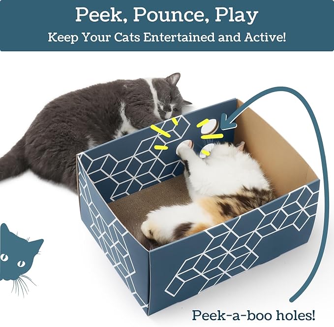 5609PETS Cat Scratching Box, Extra Large Refillable Double-Sided Scratch Pad, No-Mess Cat Scratcher for Indoor Cats