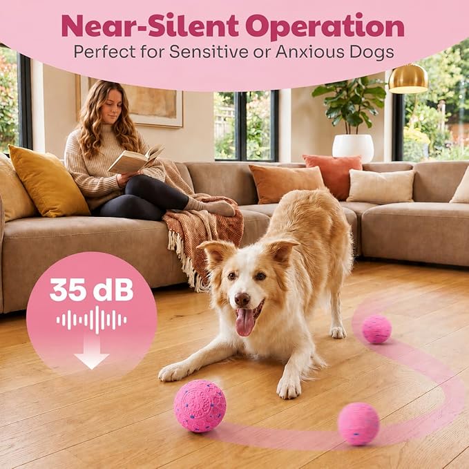 Interactive Dog Ball for Medium & Large Dogs, Automatic Moving Dog Toy with Motion Activation, USB Rechargeable Self Rolling Ball for Boredom Relief, Indoor Exercise & Independent Play