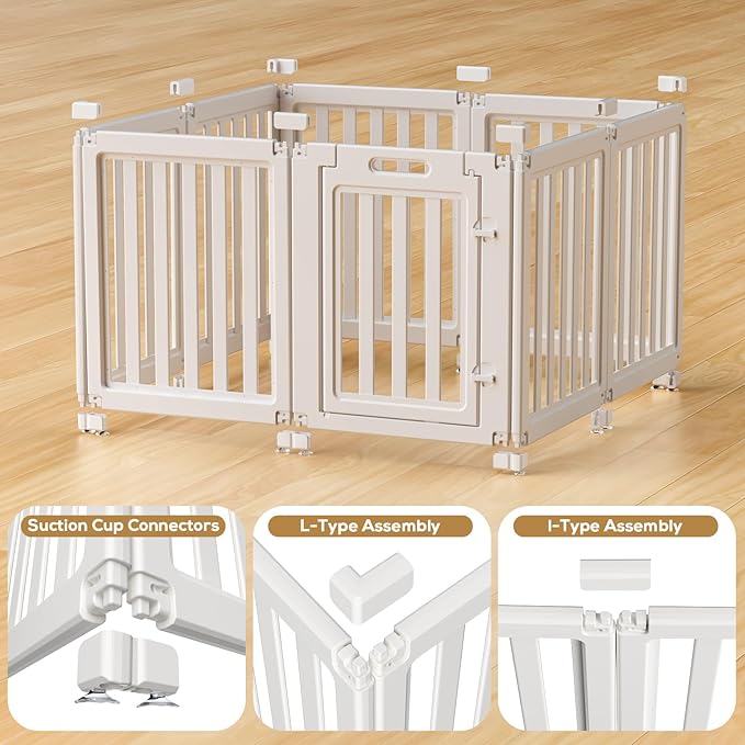 Dog Playpen, Clear Dog Pen, Dog Pen Indoor, Easy to Install and Remove Dog Play Pen, Puppy Playpen Suitable for Dogs, Cats,Dog Playpen Indoor (White, 30.3 inch Height, 8 Panels)
