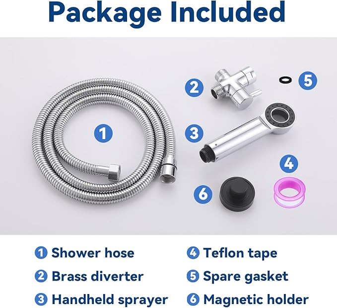 Dog Shower Attachment, 3 Mode Handheld Sprayer with ON/OFF Switch, G1/2" Metal Diverter, 100 Inches Stainless Steel Hose, No Drill Holder, for Pet and Dog Washing in Bathroom