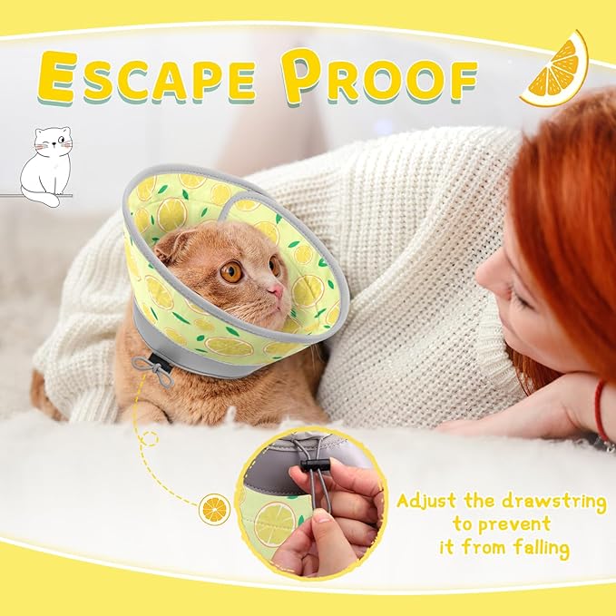 Cat Cone Collar Soft to Stop Licking, Adjustable, Foldable Lightweight Kitten Cones After Surgery Recovery for Cats & Kittens, Cat Cone Alternative, Easy Eating (Yellow, S)